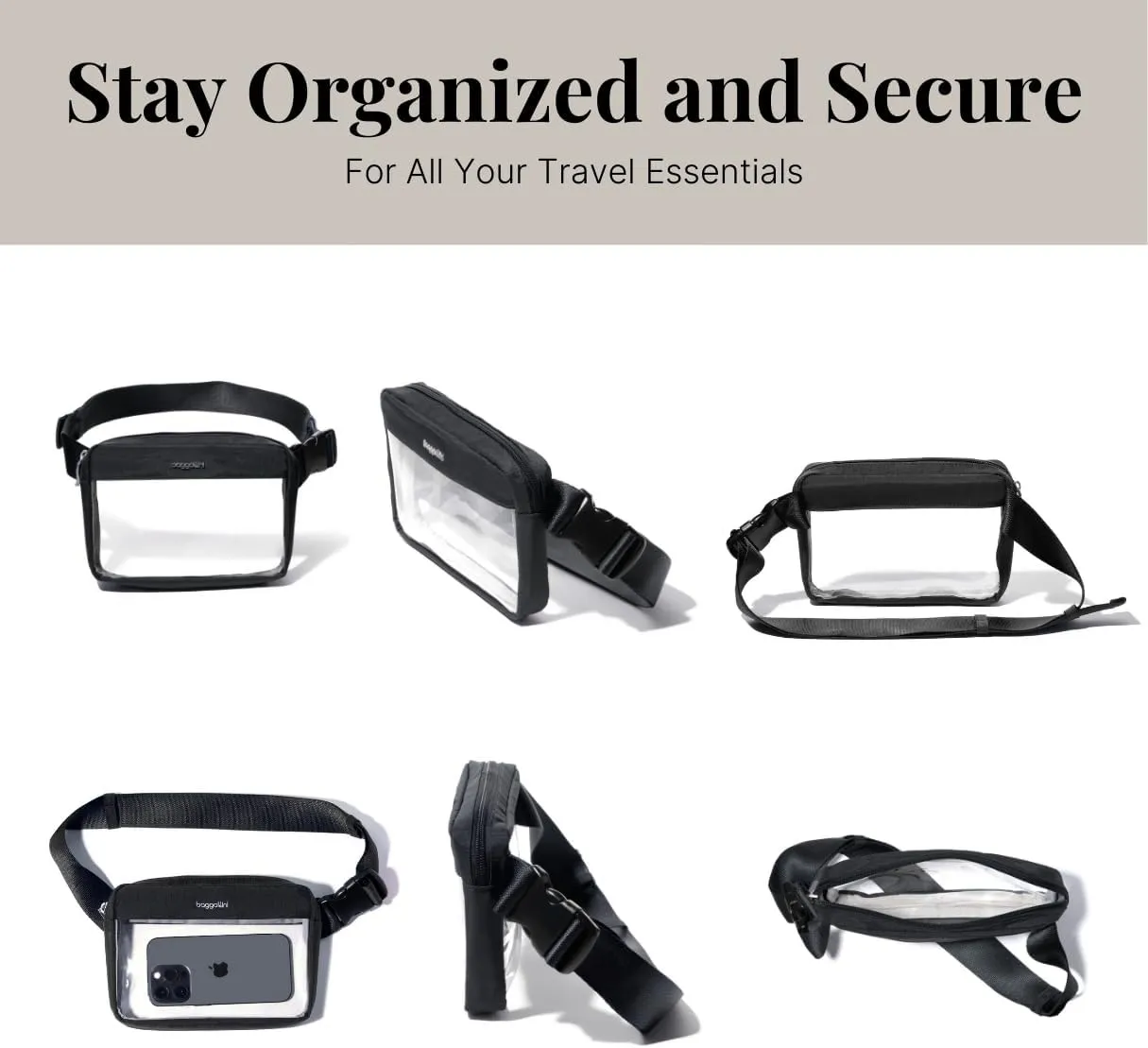 Baggallini Women's Clear Stadium Belt Bag Fanny Pack