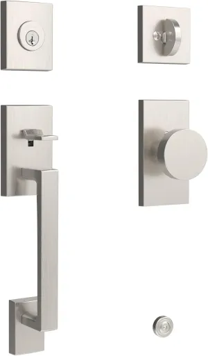 Baldwin SC.LAJxCON.CFR La Jolla Sectional Single Cylinder Keyed Entry Handleset with Contemporary Interior Knob - Satin Nickel