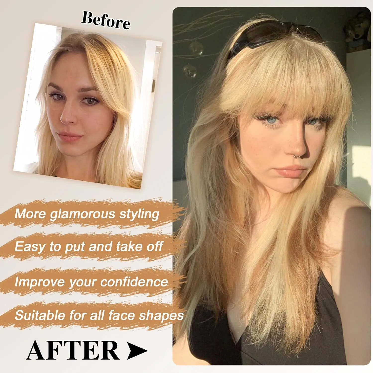 Bangs Hair Clip in Bangs Fringe with Temples Hairpieces for Women Human Hair Bangs Extension for Daily Wear(Dark Blonde)