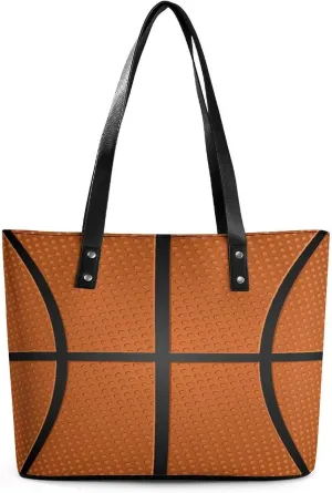 Basketball Ball Texture Women Tote Bags Top Handle Satchel Handbags Faux Leather Tassel Shoulder Purse