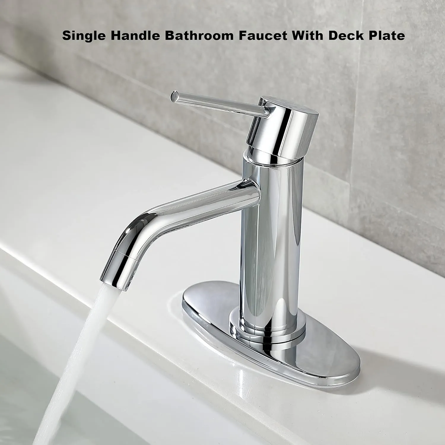 Bathroom Faucet Chrome Single Hole, JXMMP Single Handle Bathroom Faucets for Sink with Pop Up Drain Assembly and 6 inch Deck Plate