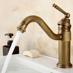Bathroom Sink Taps Antique Brass Single Handle Bathroom Basin Faucet Vanity Sink Mixer Tap Single Hole