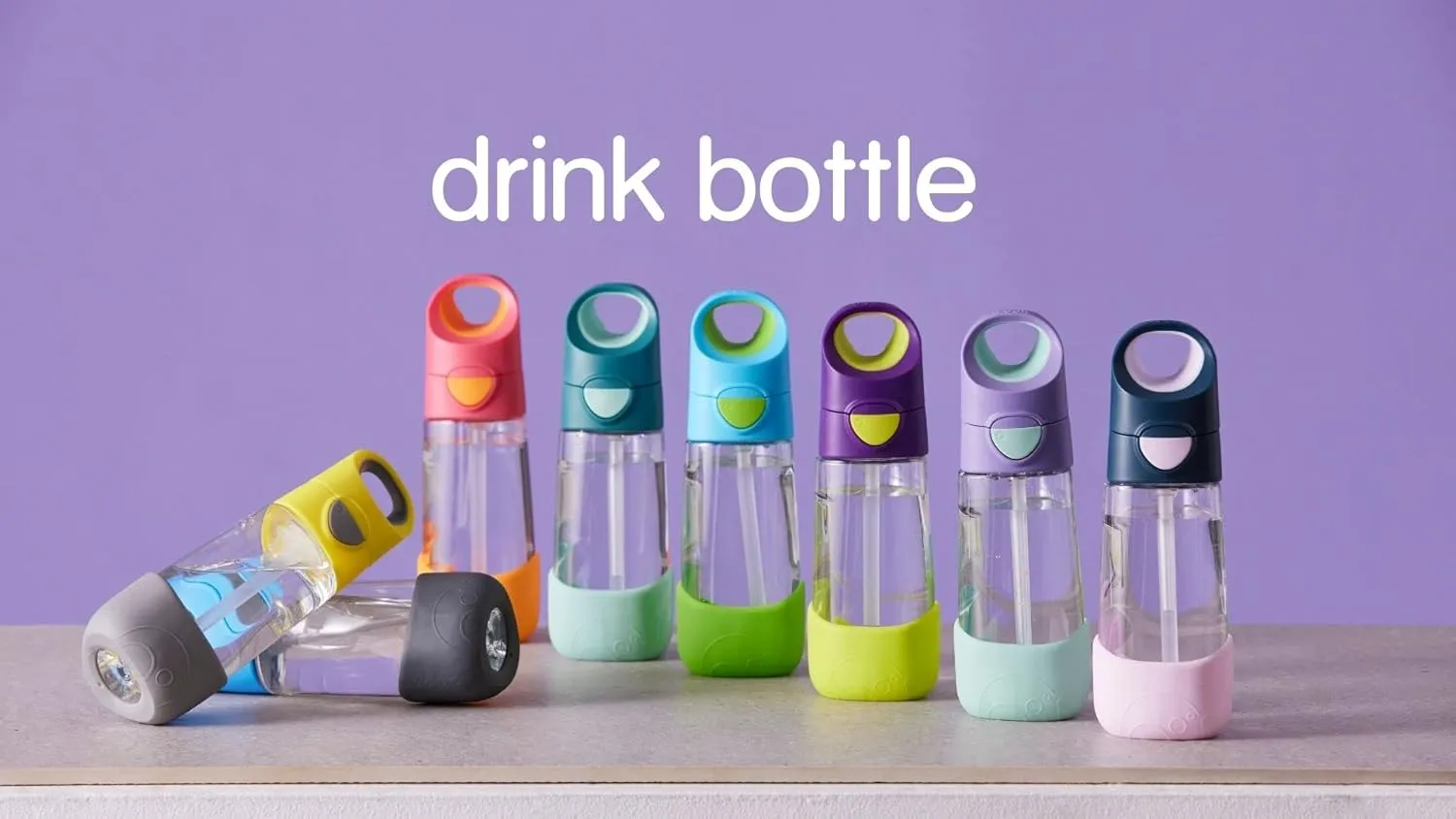 b.box 15 oz Tritan Drink Bottle: Kids Water Bottle w/Straw & Lid for School, Travel, Daycare. Spill & Leak Proof. Easy Grip Triangle Shape. BPA Free, Dishwasher Safe.