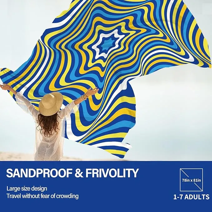 Beach Blanket Oversized Extra Large 78" X 81",Waterproof Sandproof Beach Blanket 1-7 Adults Lightweight Durable for Travel Camping Hiking Picnic