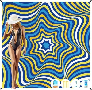 Beach Blanket Oversized Extra Large 78" X 81",Waterproof Sandproof Beach Blanket 1-7 Adults Lightweight Durable for Travel Camping Hiking Picnic