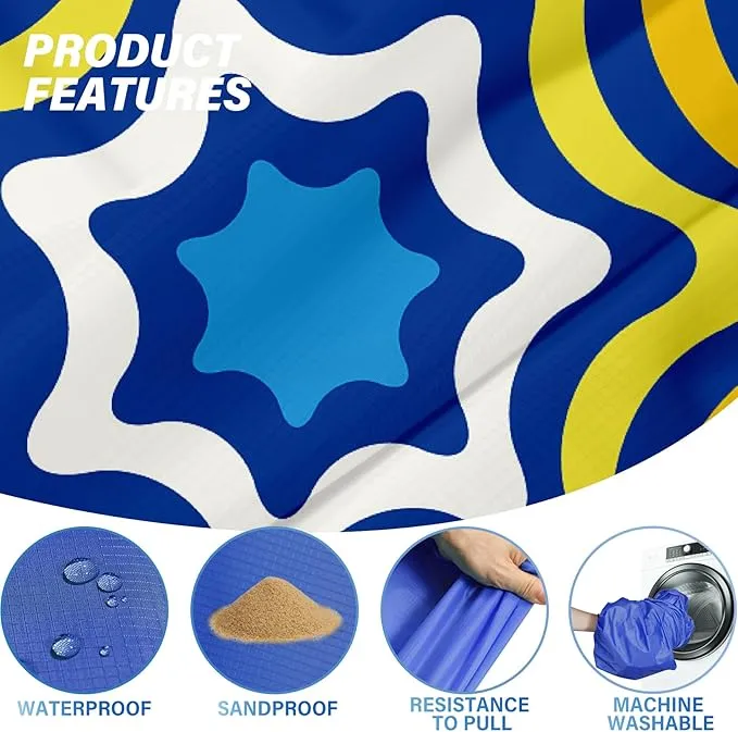 Beach Blanket Oversized Extra Large 78" X 81",Waterproof Sandproof Beach Blanket 1-7 Adults Lightweight Durable for Travel Camping Hiking Picnic