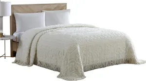 Beatrice Home Fashions Medallion Chenille Bedspread, King, Ivory