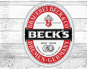 Beck's Beer Inspired Unofficial Logo Can Tumbler Wrap PNG File Printable
