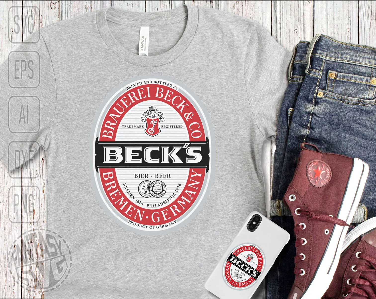 Beck's Beer Inspired Unofficial Logo Can Tumbler Wrap PNG File Printable