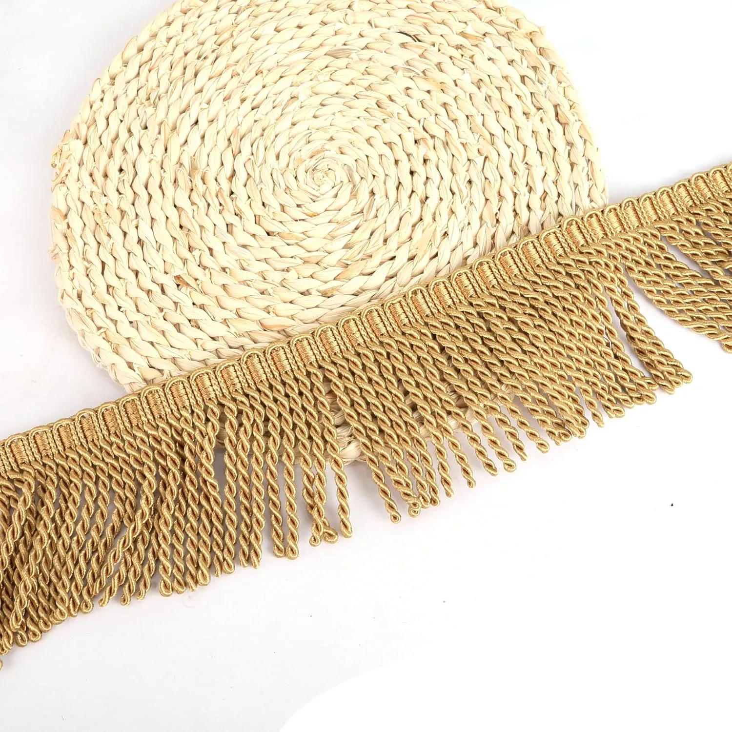 BEL AVENIR Curtain Fringes Bullion Fringe Trim with Blue Ribbon 5.3 Yard x 3 Inches Fabric Trims Sewing DIY Decoration for Curtain Sofa Clothes