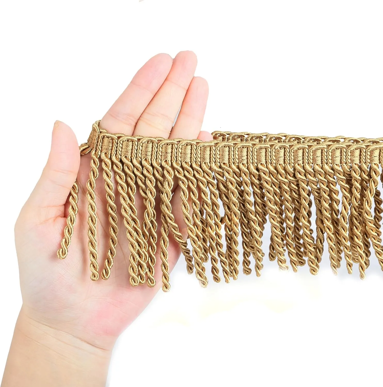BEL AVENIR Curtain Fringes Bullion Fringe Trim with Blue Ribbon 5.3 Yard x 3 Inches Fabric Trims Sewing DIY Decoration for Curtain Sofa Clothes