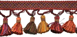 Belagio Enterprises Odyssey Collection 3 1/2-Inch Tassel Fringe (25 Yard Roll) | BF-4500-70/81 Burgundy and Mocha