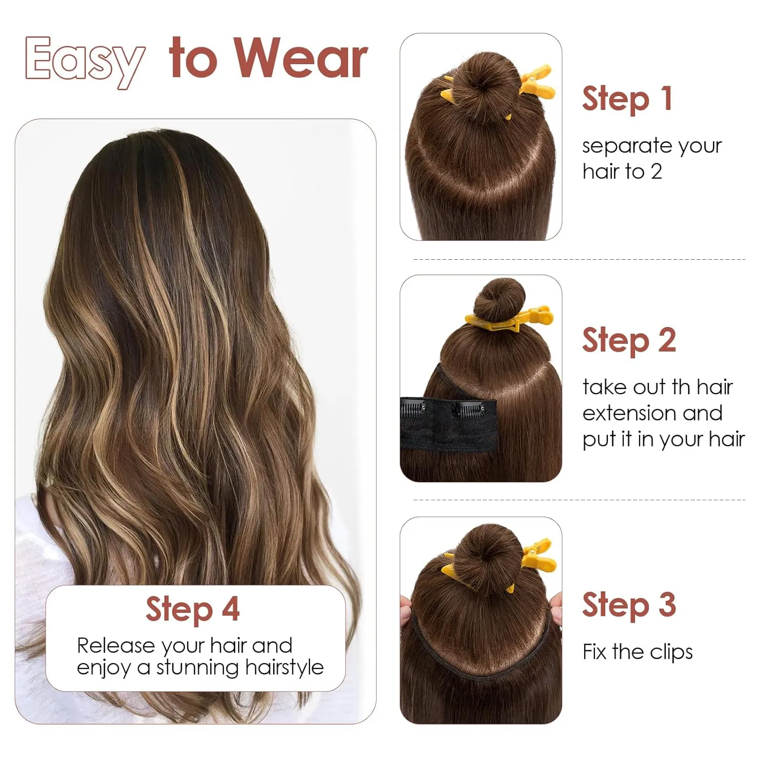 Benehair One Piece Clip in Hair Extensions Real Human Hair 3/4 Full Head V Shaped Weft Thicker Hair Lace Net One Piece Hair Extensions with 5 Clips (18"-70g #1B Natural Black)