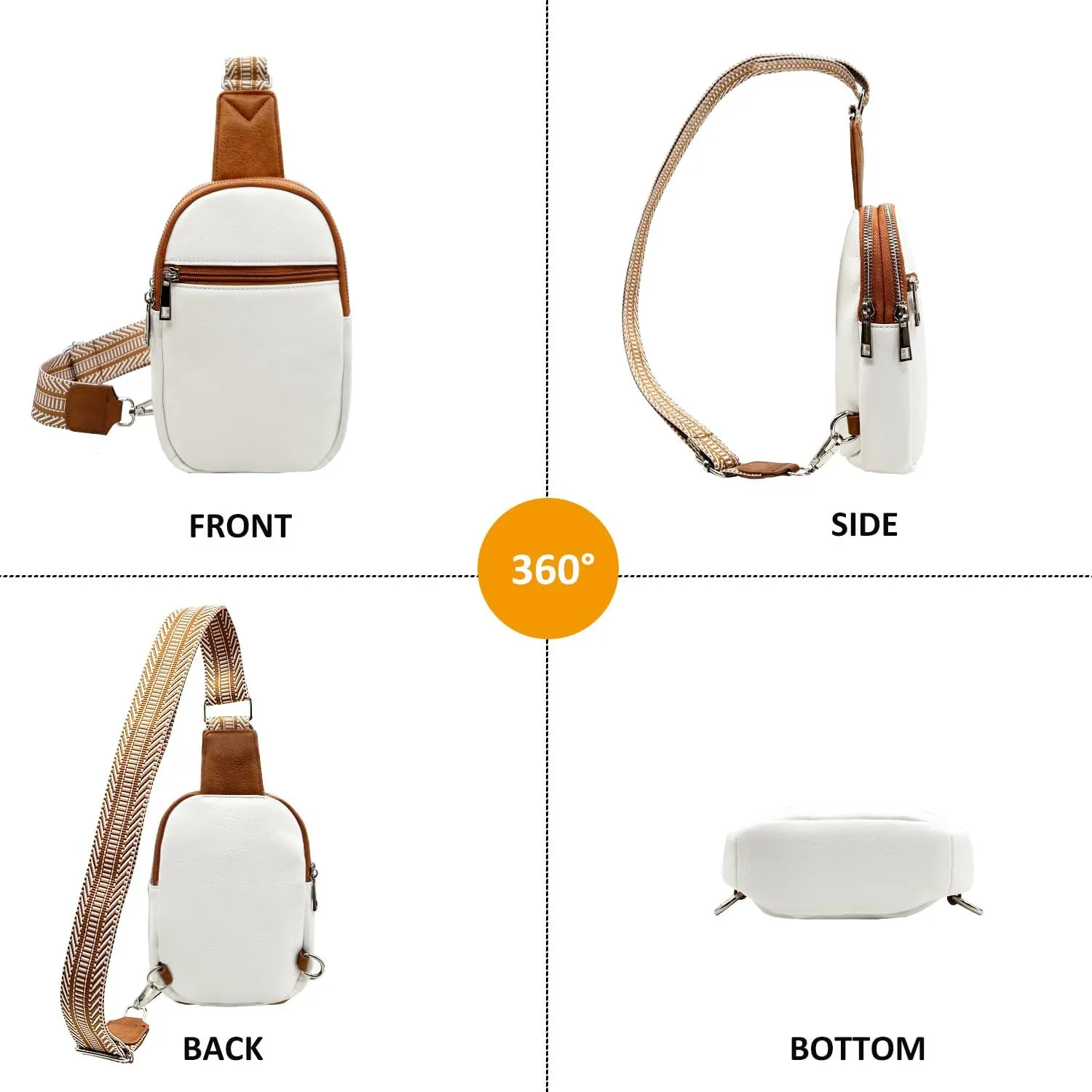 Beurlike Small Sling Bags for Women Crossbody Trendy Vegan Leather Fanny Packs Travel Chest Bag Purse with Guitar Strap
