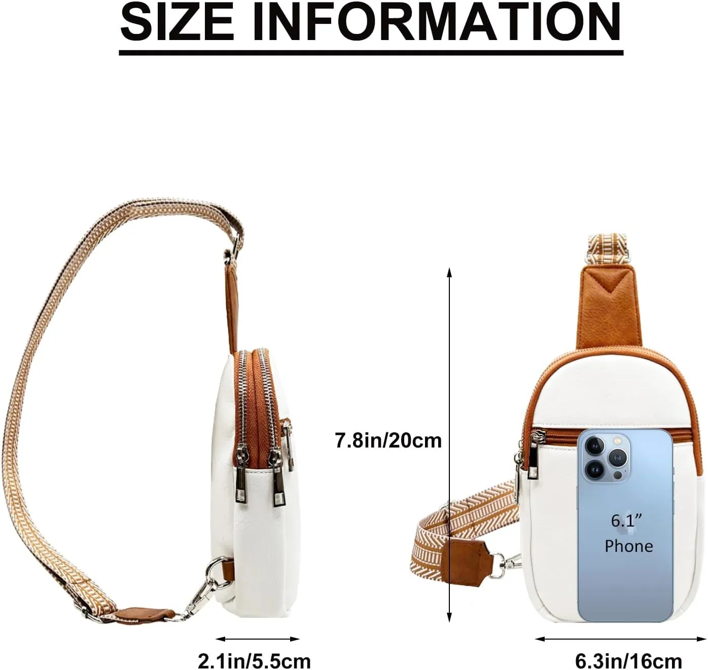 Beurlike Small Sling Bags for Women Crossbody Trendy Vegan Leather Fanny Packs Travel Chest Bag Purse with Guitar Strap