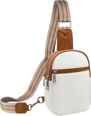 Beurlike Small Sling Bags for Women Crossbody Trendy Vegan Leather Fanny Packs Travel Chest Bag Purse with Guitar Strap