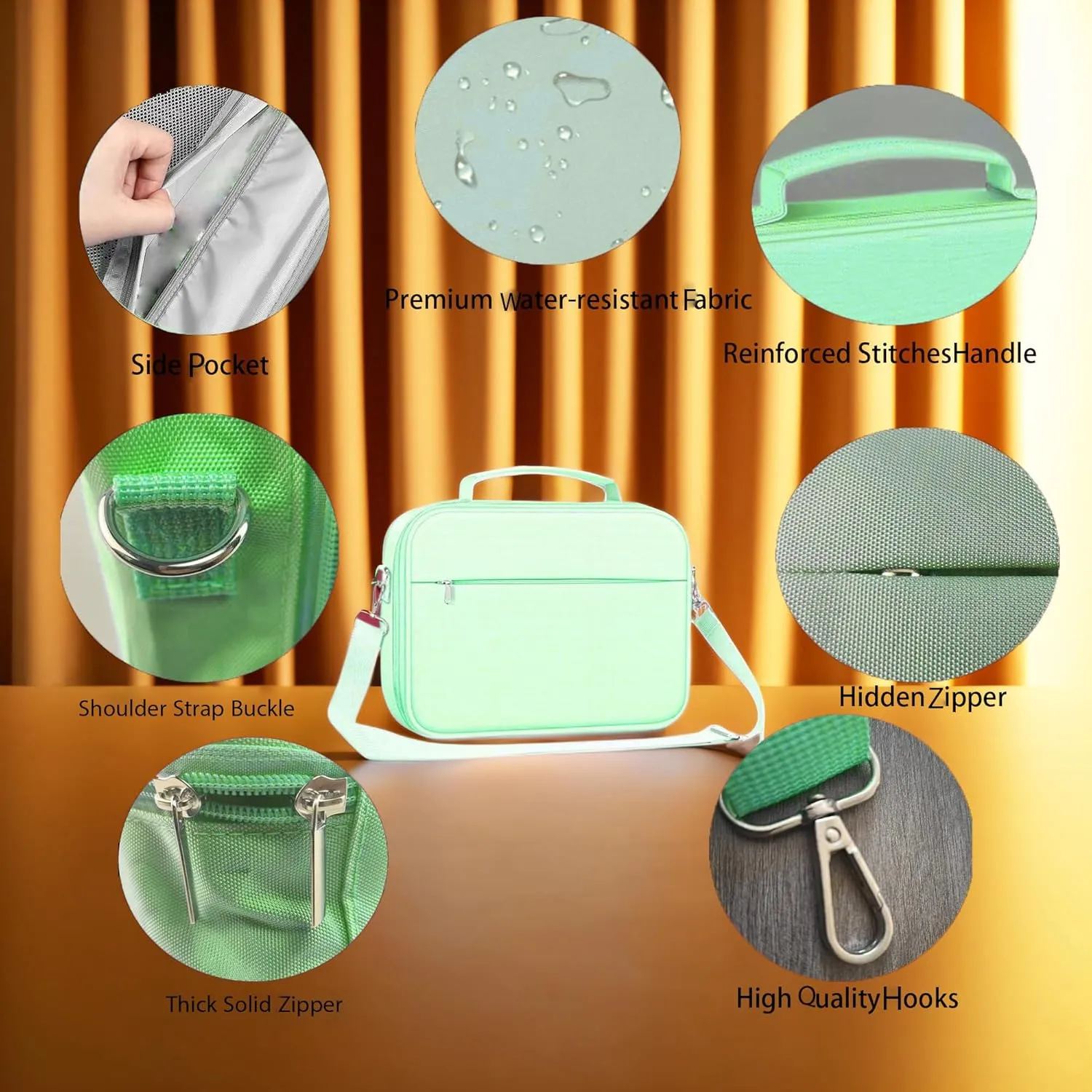 Bible Cover,Book Protection Handbag Carrying Case Church Bag,Shoulder Strap Zipper Pocket Pen Holder with 3D Engraved Crystal About Religious Classic Scenes