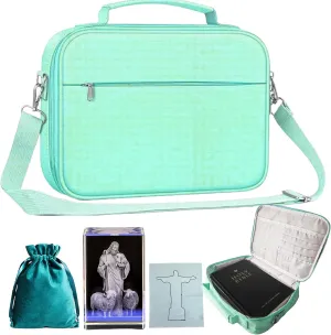 Bible Cover,Book Protection Handbag Carrying Case Church Bag,Shoulder Strap Zipper Pocket Pen Holder with 3D Engraved Crystal About Religious Classic Scenes