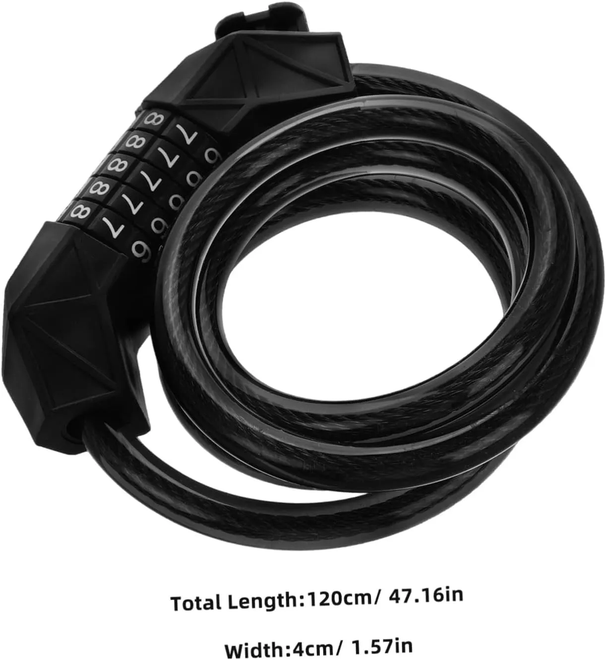 Bike Security Lock 5 Digit Password Heavy Duty Cable Lock Compact Waterproof