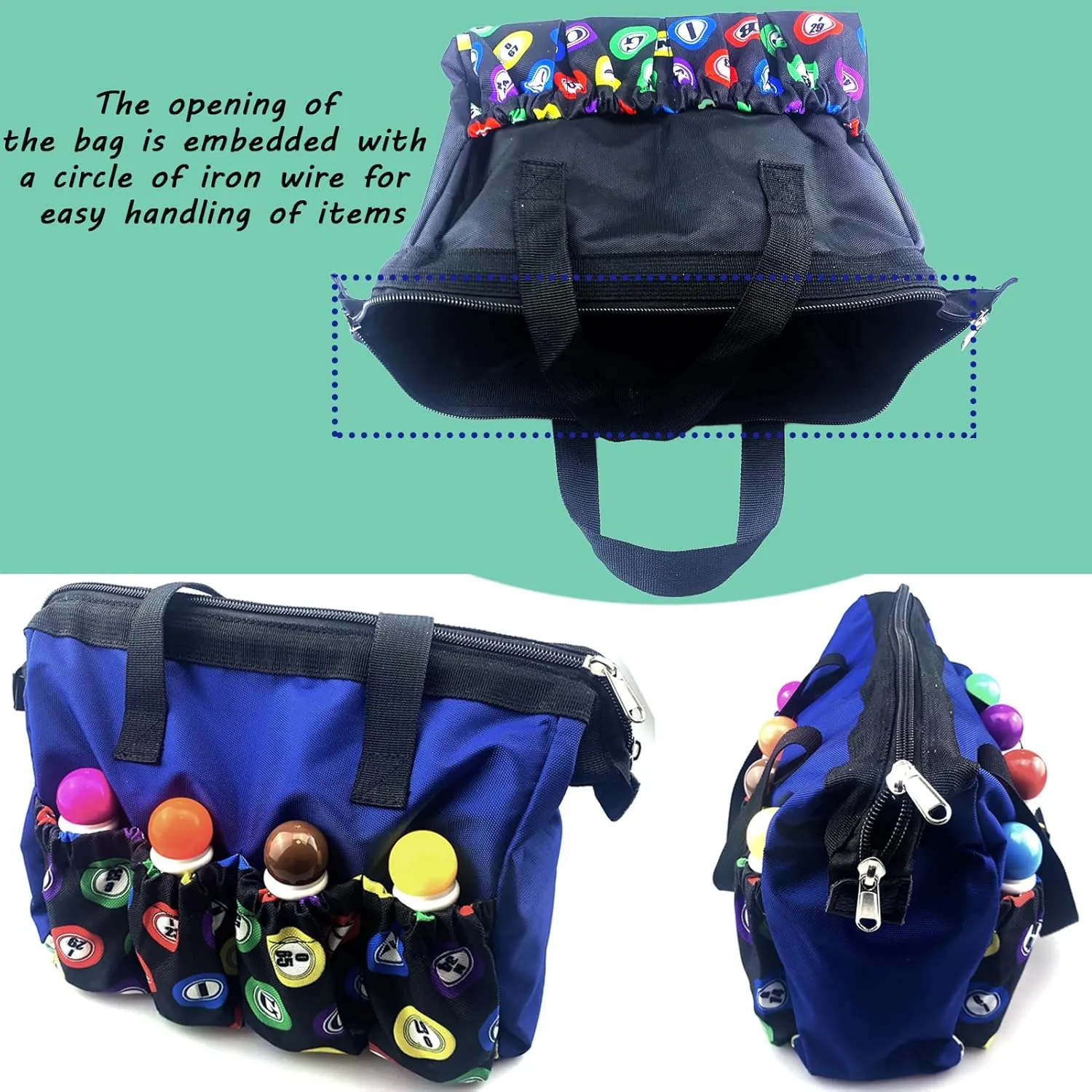 Bingo Dauber Bags with 8 Pockets Large Capacity Bingo Tote/Travel Carrying Case with Zipper/Makeup Bag/Casino Game Lovers Gift for Women