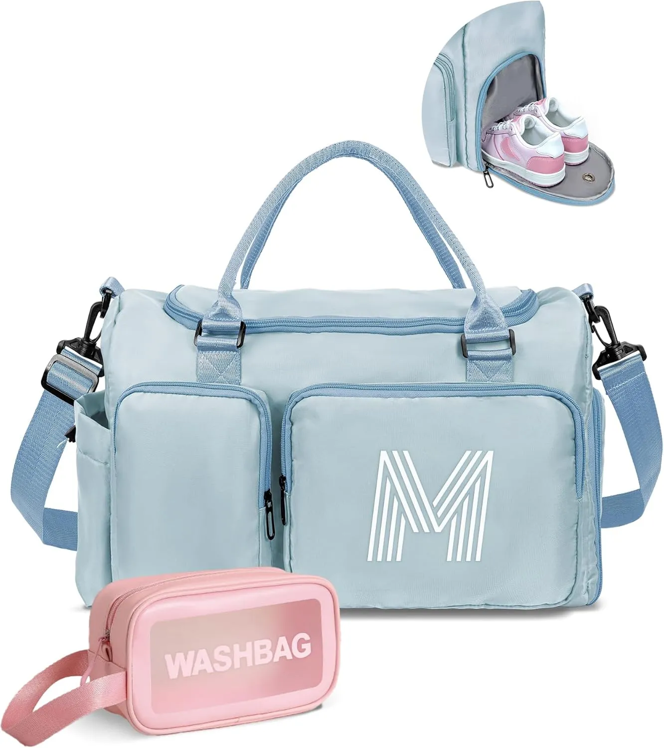 Birthday gifts, Initial Gym Bag for Girls 10-12, Kids Travel Duffel Bag, Sports Bag, Personalized Weekender Bag with Shoes Compartment, Girls Gifts for Kid