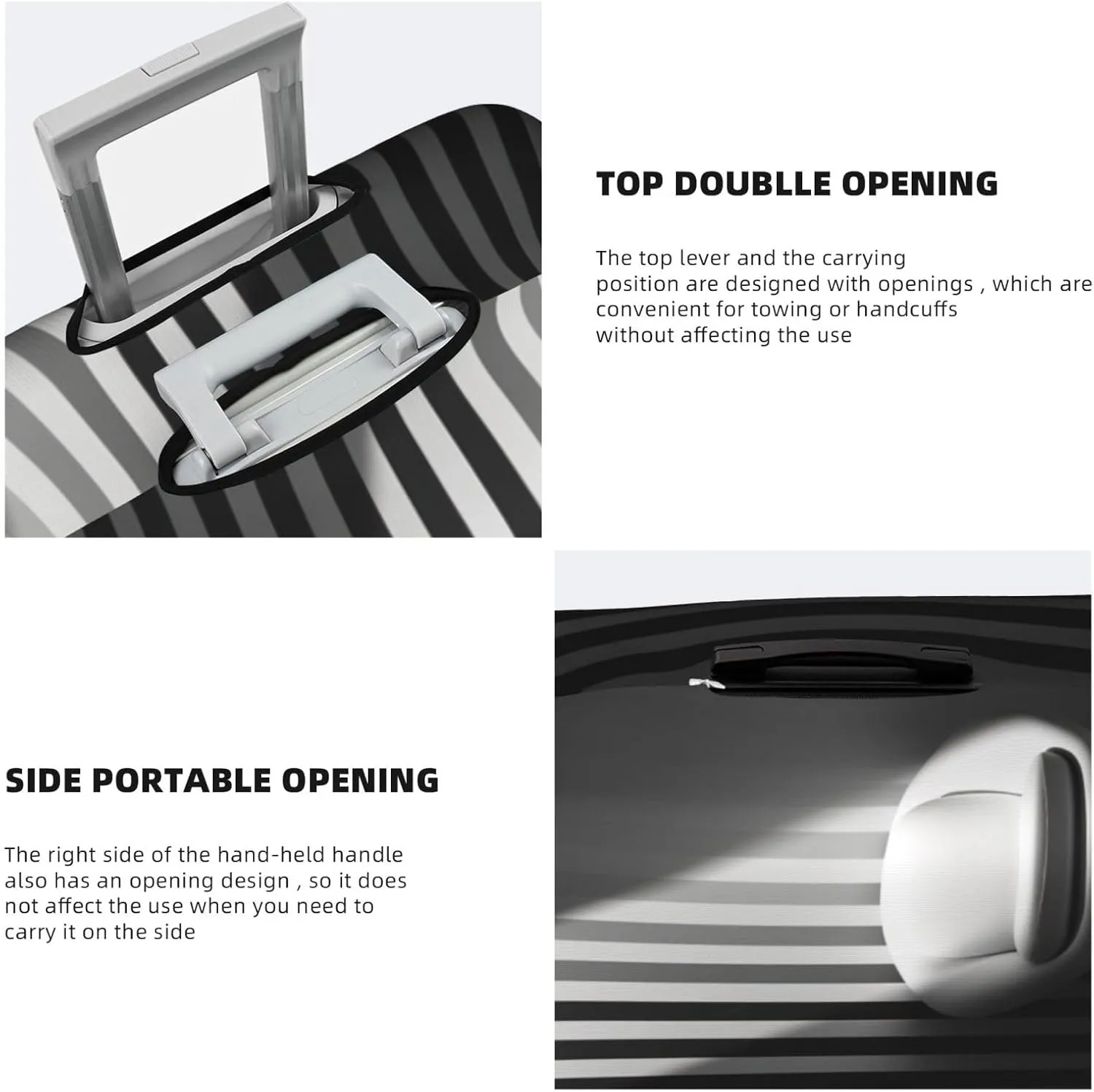 Black & White Stripe1 Suitcase Covers, Luggage Protectors Fits Four Sizes Suitcase For Travel