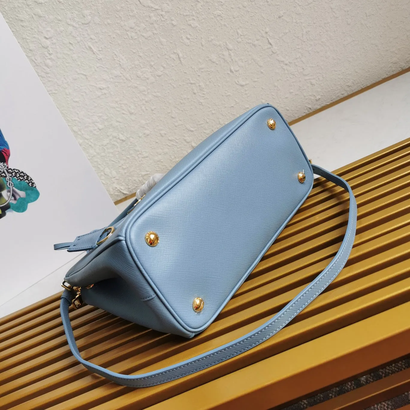BLUE LEATHER SAFFIANO IN Bulk discount PRADA SAPPHIRE Timely delivery BAG 28 GALLERIA