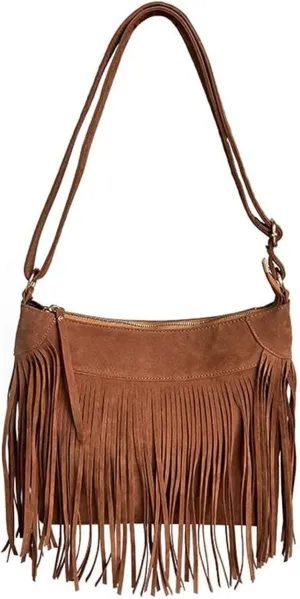 Bohemia Fringe Crossbody Bag, Western Cowgirl Fashion Pocket Hobo, Zipper Shoulder Bag for Everyday Use Well made
