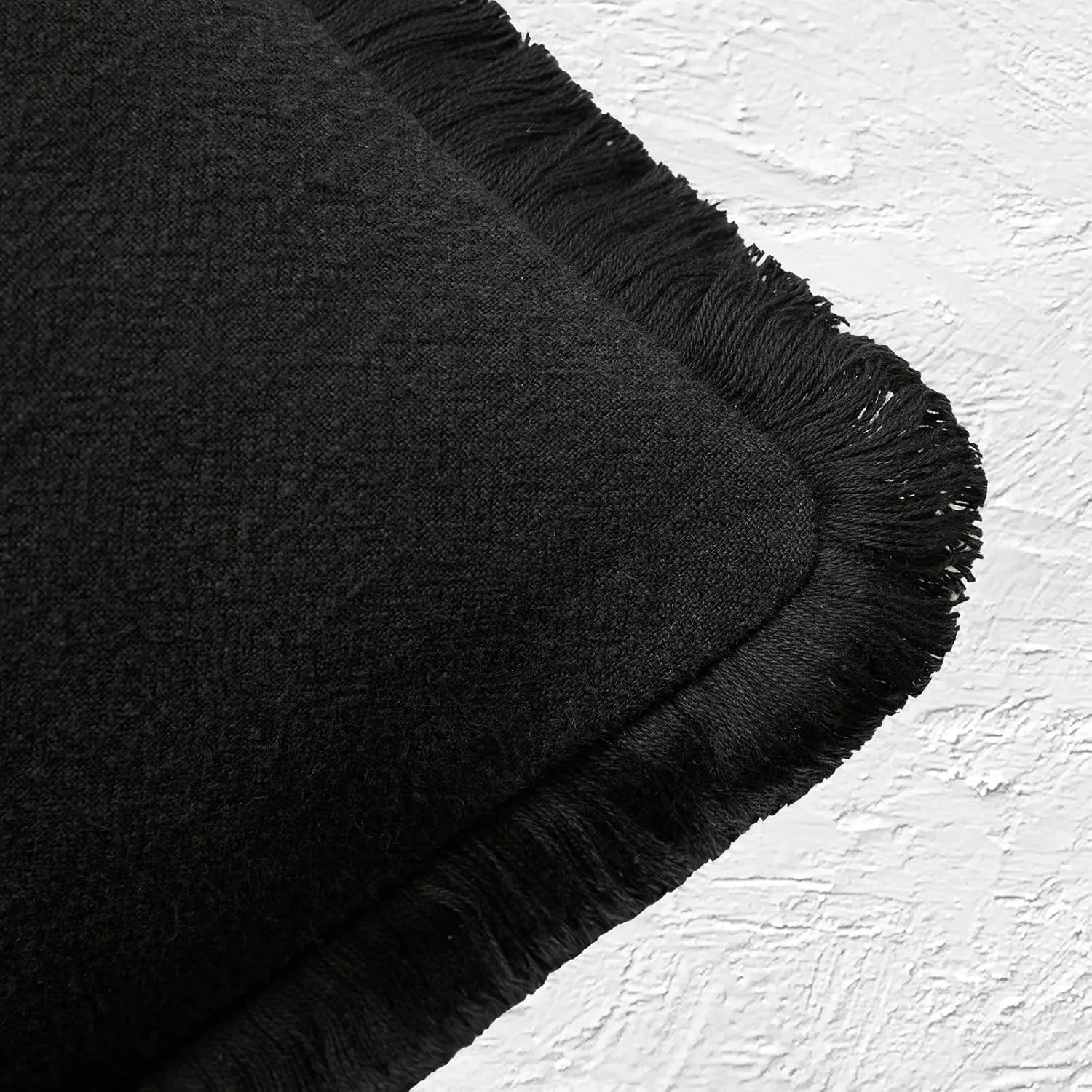 Boho Decorative Throw Pillow Covers with Fringe for Couch, Living Room, Bed Set of 2, 26x26 Inches, Black