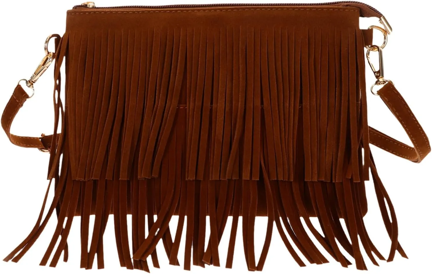Boho Tassel Crossbody Bag Vintage Handbag Fringe Fashionable Purse for Women Retro Fringe Saddle Bag
