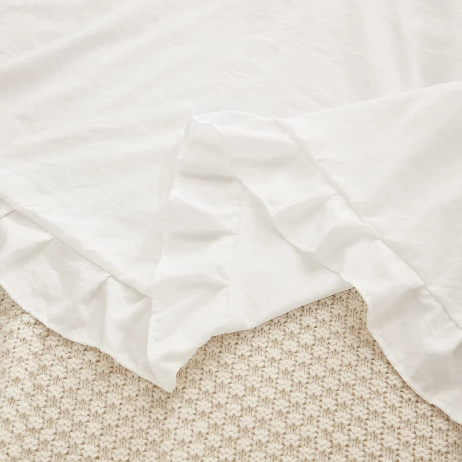Boho White Body Pillowcase 20x54in - Ruffled Fringe Decor Sham