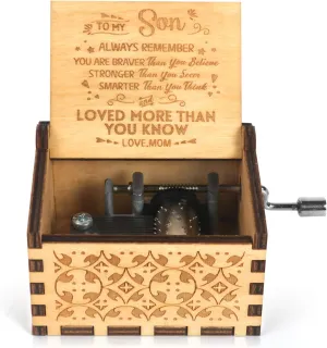 BOOB You are My Sunshine Music Box Hand Crank Engraved Musical Box Antique Vintage small tiny Gift To My Son from Mom birthday anniversary Christmas Valentine's Day