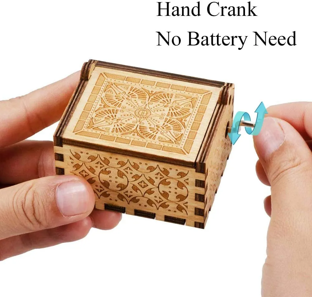 BOOB You are My Sunshine Music Box Hand Crank Engraved Musical Box Antique Vintage small tiny Gift To My Son from Mom birthday anniversary Christmas Valentine's Day
