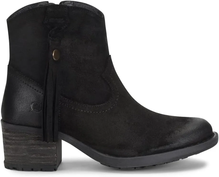 BORN Womens Alondra Fringe Block Heel Cowboy, Western Boots