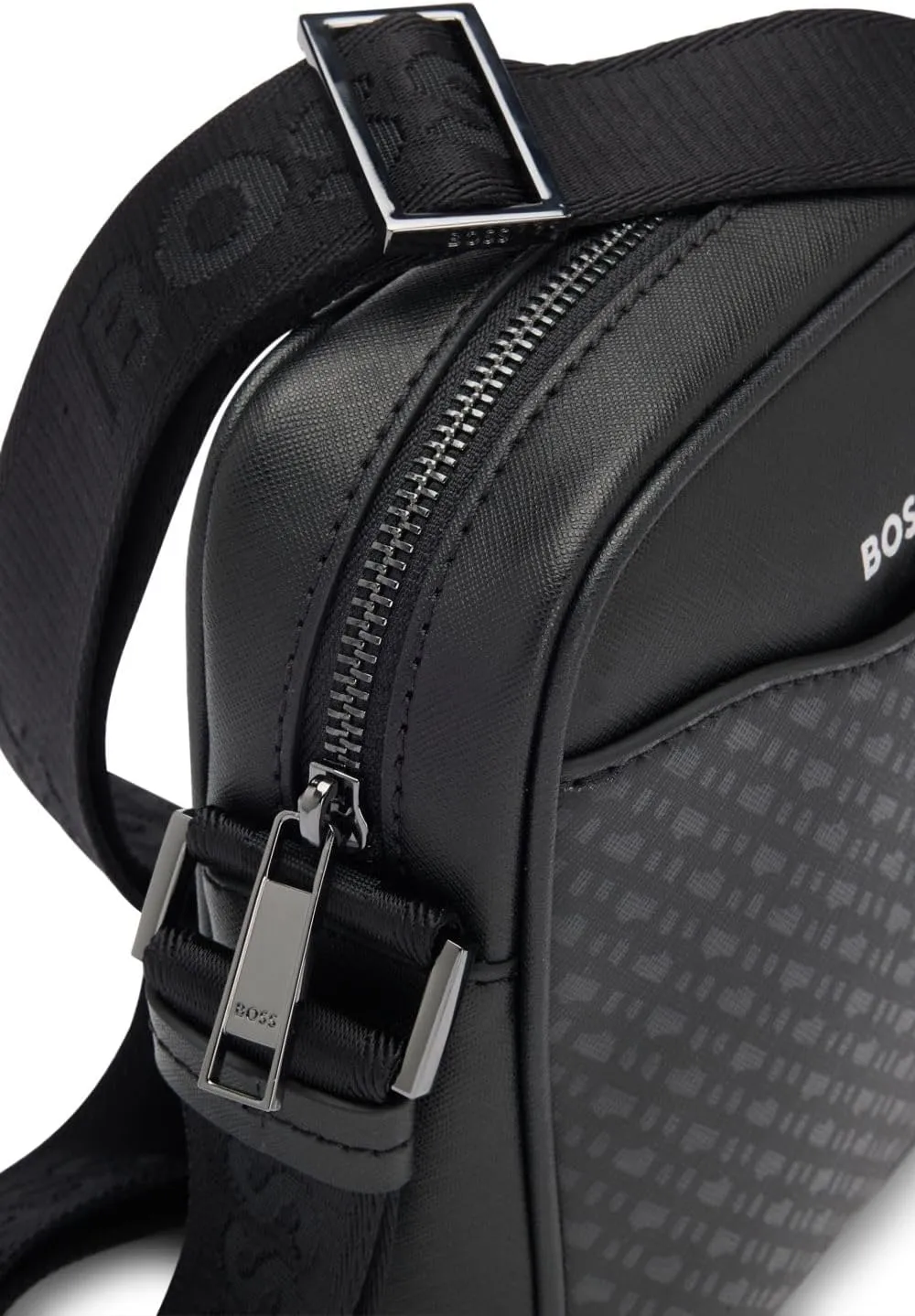 BOSS Men's Zair M NS Reporter Bag with Front Pocket with Monogram Pattern