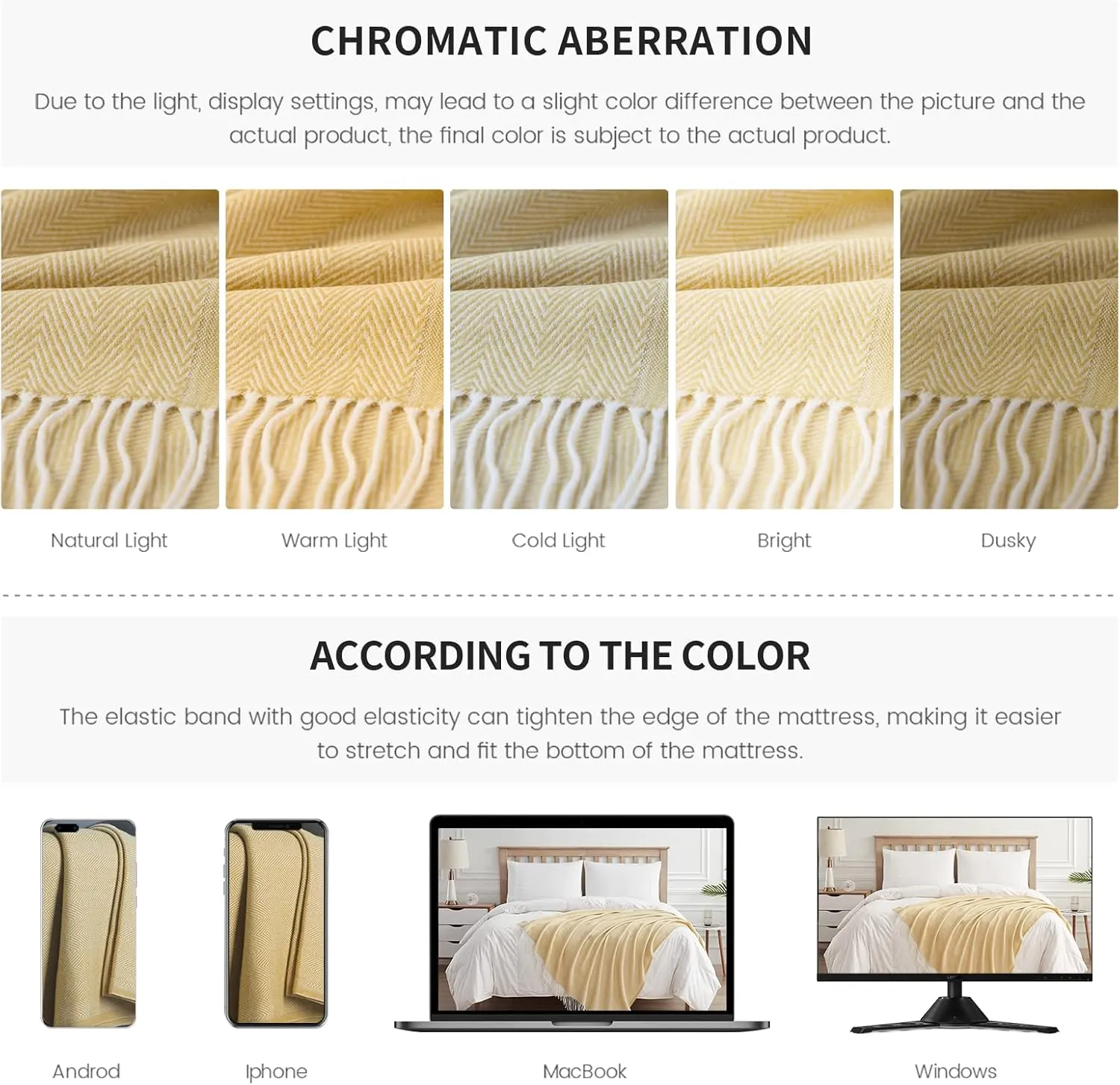 BOURINA Decorative Herringbone Faux Cashmere Fringe Throw Blanket Lightweight Soft Cozy for Bed or Sofa Farmhouse Outdoor Throw Blankets, 50" x 60", Yellow