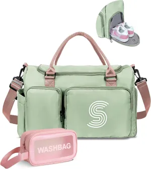 Bridesmaid Gifts, Initial Gym Bag for Girls, Travel Duffel Bags, Monogram Overnight Sleepover Dance bag, Gift for Kids and Friends, Gifts for 12 13 14 15 16 17 18 Year Old Girls