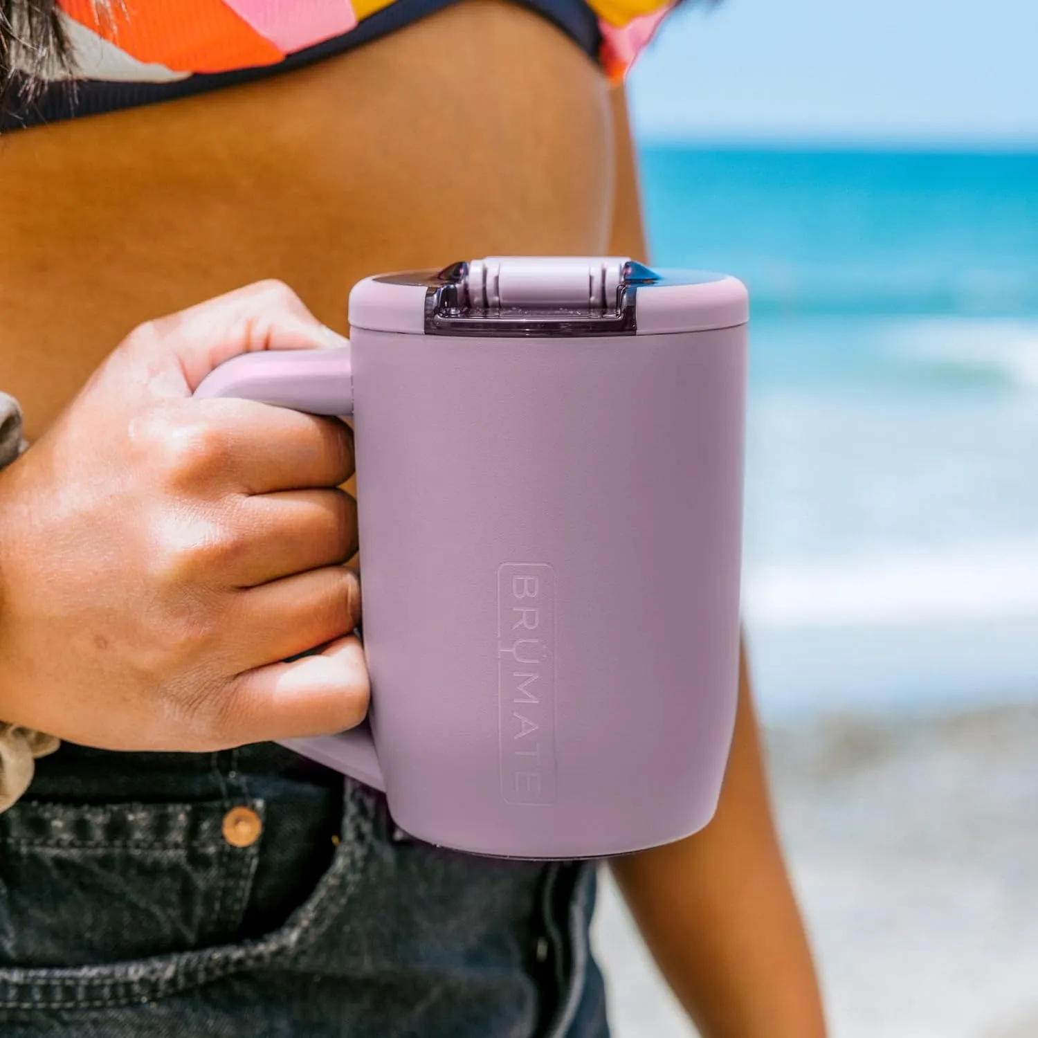 BrüMate Müv - 15oz 100% Leak Proof Insulated Coffee Mug with Handle & Lid - Stainless Steel Coffee Travel Mug - Double Walled Coffee Cup (Guava)