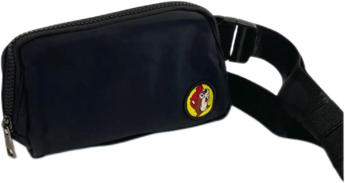 Buc-ee's Black Cross Body Bag/Fanny Pack/Shoulder Bag with Beaver logo and adjustable strap.
