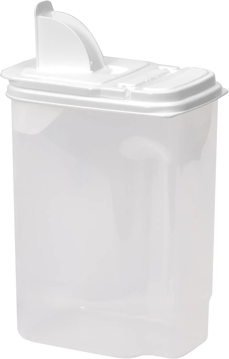 Buddeez Large Food Storage Container - 3.75 Quart Sugar Buddy, All Purpose Clear Kitchen Organization and Storage - Sugar, Flour, Cereal, Rice Dispenser, EZ Pour Spout & Easy Grip Handle (White Lid)