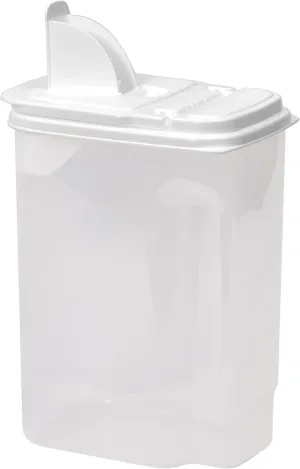 Buddeez Large Food Storage Container - 3.75 Quart Sugar Buddy, All Purpose Clear Kitchen Organization and Storage - Sugar, Flour, Cereal, Rice Dispenser, EZ Pour Spout & Easy Grip Handle (White Lid)