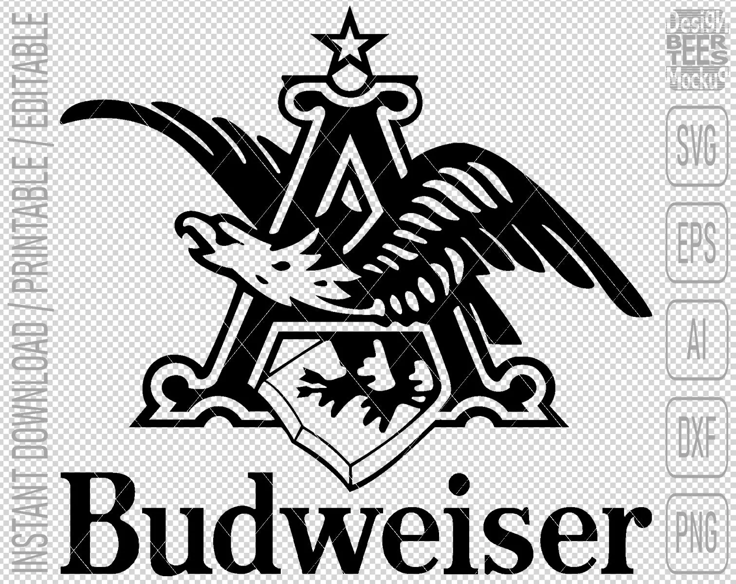 Budweiser Beer Logo Inspired Unofficial Can Tumbler Wrap SVG PNG EPS AI Digital Cut Files Editable Printable