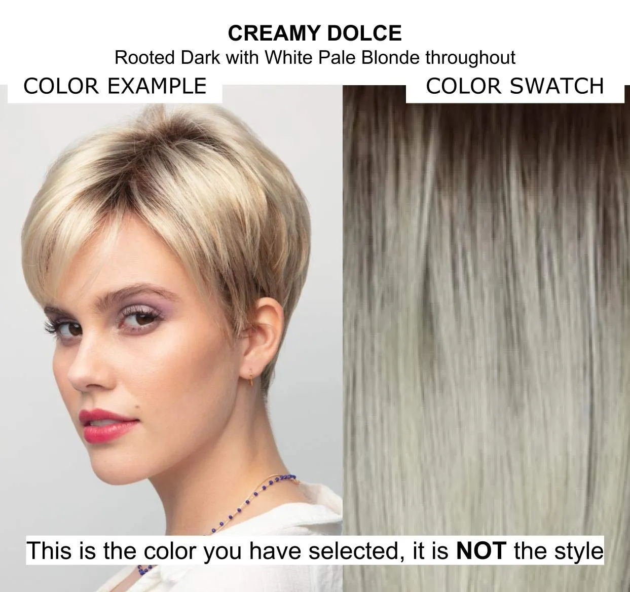 Bundle - 2 items: Ensley Wig by Rene Paris (item#1), Christy's Wigs Q & A Booklet (item#2) - Color: Creamy Dolce