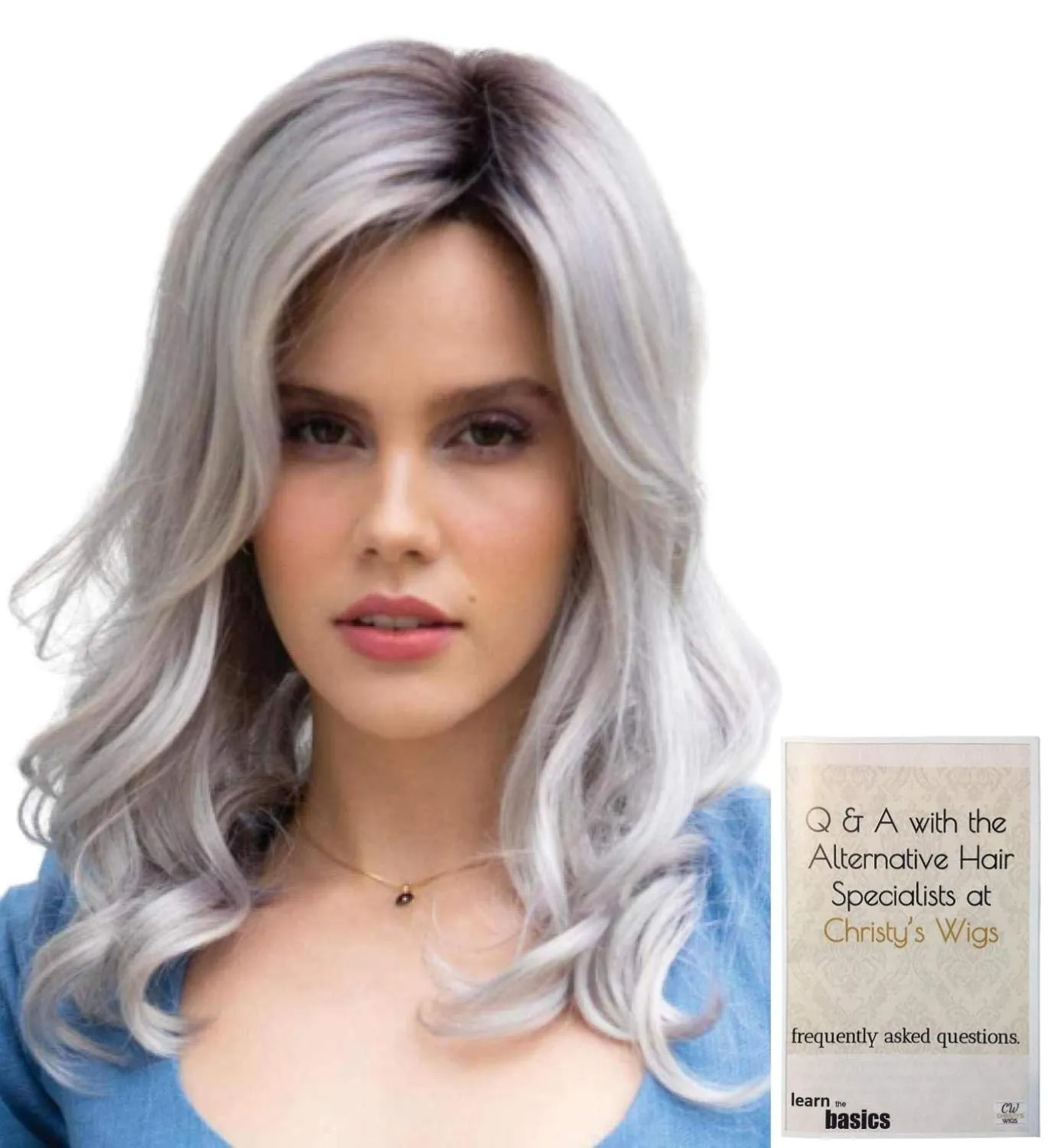 Bundle - 2 items: Ensley Wig by Rene Paris (item#1), Christy's Wigs Q & A Booklet (item#2) - Color: Creamy Dolce
