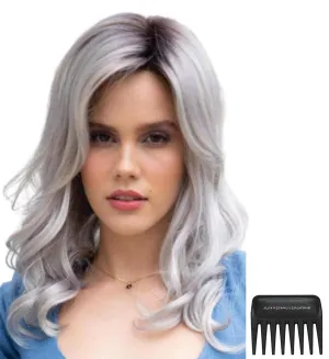 Bundle - 3 items: Ensley Wig by Rene Paris, Christy's Wigs Q & A Booklet & Wide Tooth Comb - Color: Brown Sugar