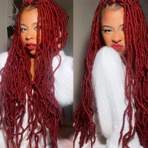 Burgundy Soft Locs 26 Inch Faux Locs Crochet Hair Pre Looped Distressed New Locs 7 Packs Soft Locs Crochet Hair Long Goddess Locs Hair Red Crochet Braids Hair Extensions for Black Women