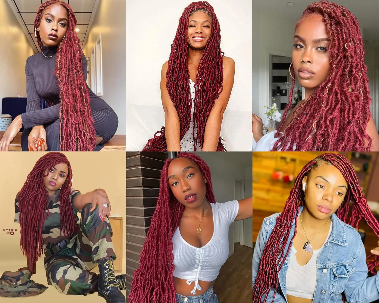 Burgundy Soft Locs 26 Inch Faux Locs Crochet Hair Pre Looped Distressed New Locs 7 Packs Soft Locs Crochet Hair Long Goddess Locs Hair Red Crochet Braids Hair Extensions for Black Women
