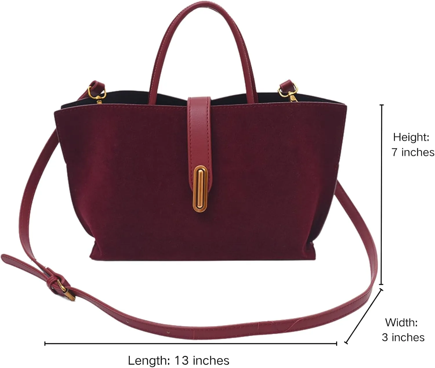 Burgundy Suede Tote Bags for Women - Fall Purse 2024 Brown Handbag Work Top-handle Bag