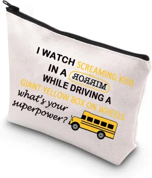 Bus Driver Gift Bus Driver Cosmetic Bag Back to Sch Gift for Bus Driver Sch Bus Driver Survival kit Toiletry Bag (WATCH SCREAMING KIDS)