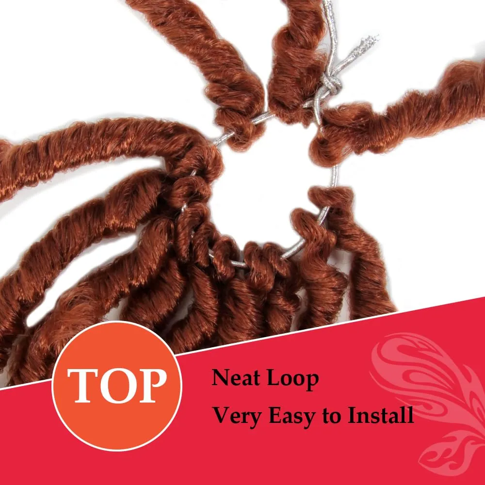 Butterfly Locs with Curly End 30 Inch, 6 Packs Boho Distressed Locs Crochet Hair, Bohemian Goddess Faux Butterfly Braids with Wavy Ends (350#, Ginger Red)
